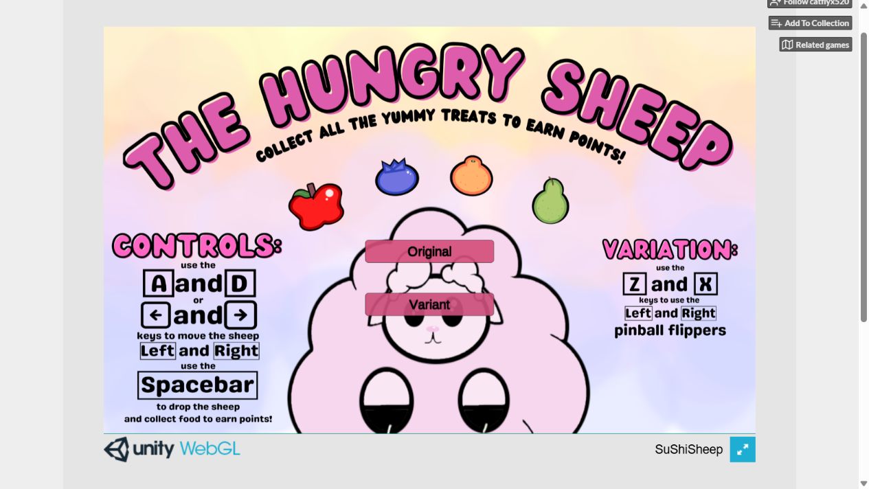 The Hungry Sheep running in Unity WebGL with Original and Variant modes